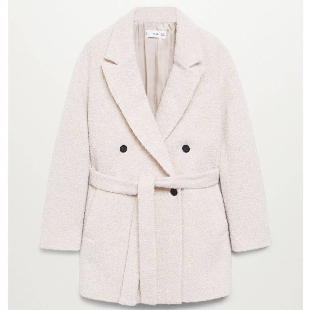 Mango Textured Wrap Belted Longline Jacket Coat - Picture 7 of 8